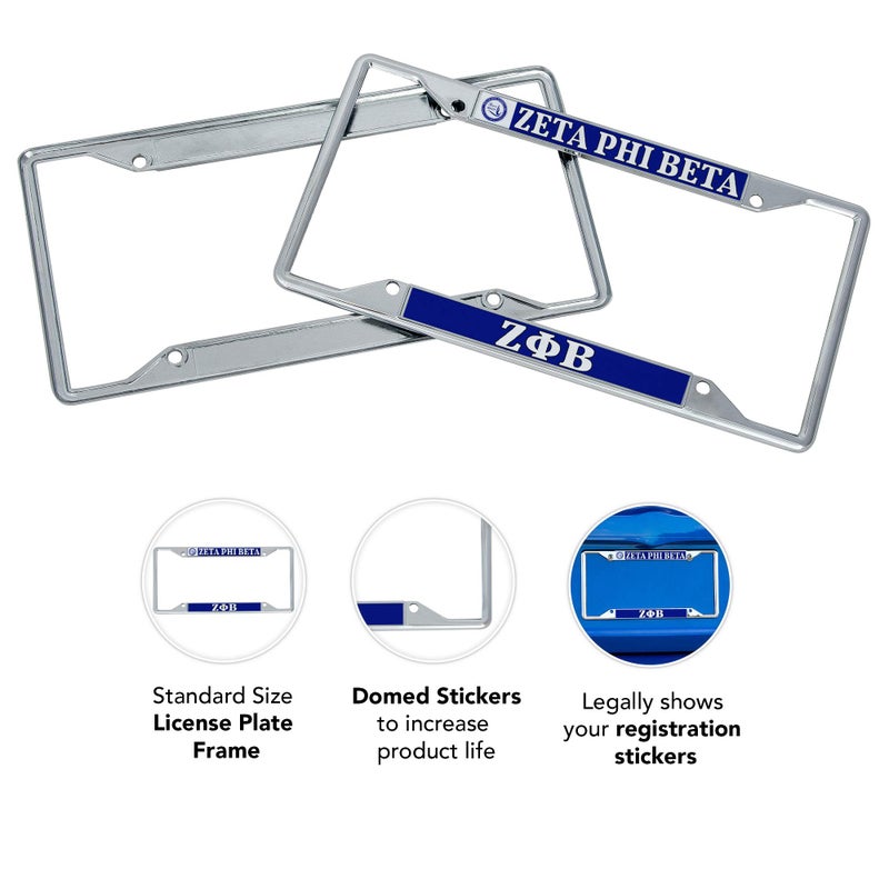 Desert Cactus Zeta Phi Beta Car Accessories Zetas ZPHIB Sorority Metal License Plate Frame and Tag Holder for Front or Rear of Car (Crest LP Frame) - Image 3